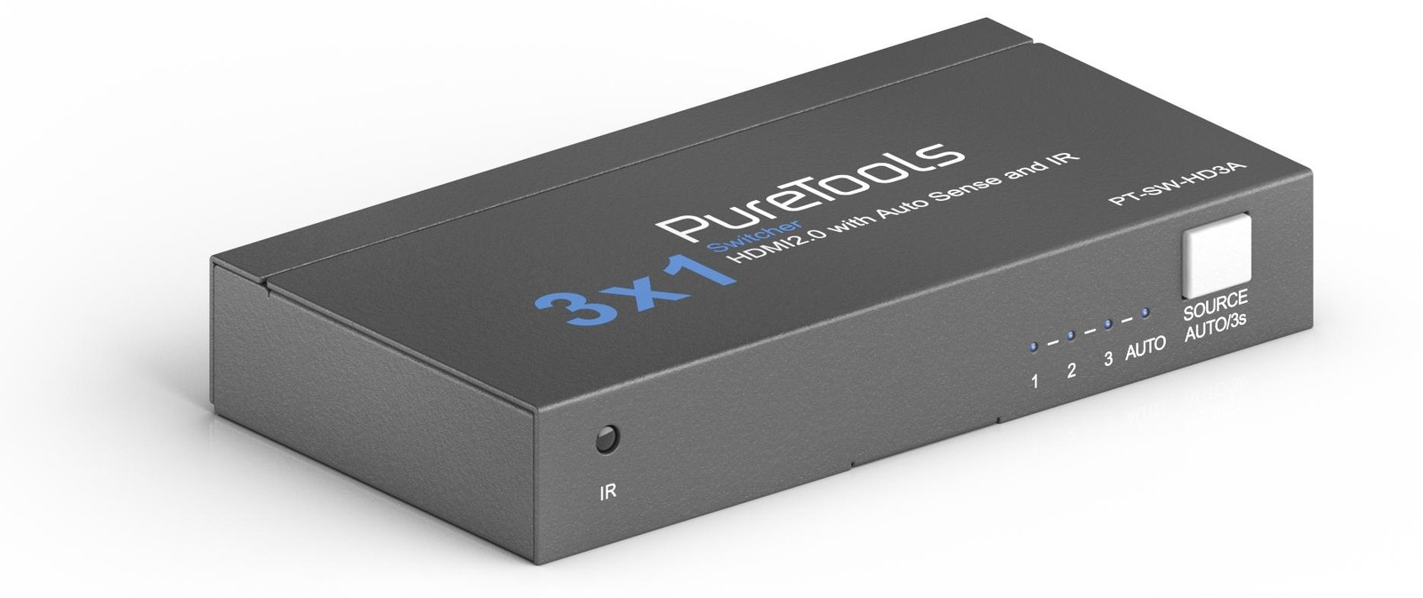 PureLink PT-SW-HD3A 3-weg HDMI 2.0 switch, 4K 60Hz 4:4:4, HDR, IR-terugkoppeling en CEC-doorvoer