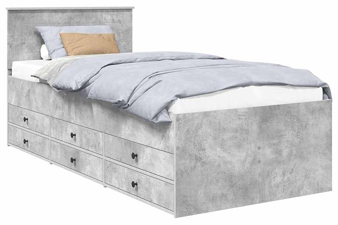 Engineered Wood Daybed with Drawers, Gray & Black | Features a headboard and measures 200 x 78 x 90 cm, ideal as a guest bed or living room sofa.