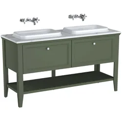 VitrA Valarte Set 150 cm 2 Einbauwaschtische + Waschtischunterschrank 2 Laden Vintage Grün,65825 65825