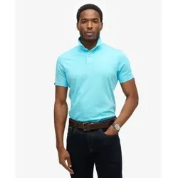 Superdry für Herren. M1110440A Unverzichtbares blaues Strick-Poloshirt (XL), Lässig, Baumwolle, Kurzarm