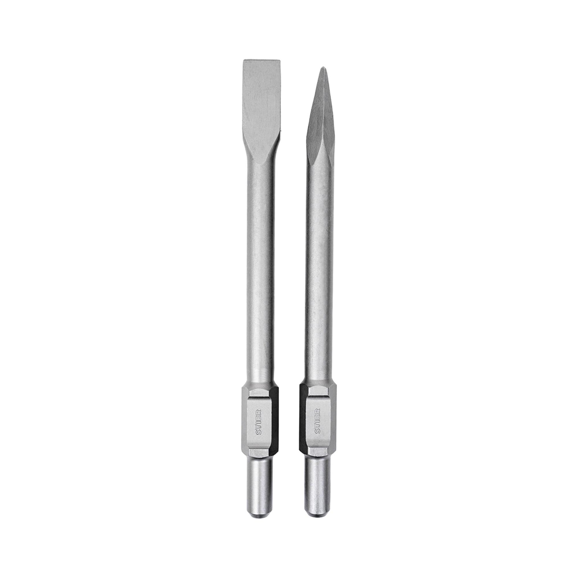 STIER 30 mm SDS-HEX Flachmeißel Spitzmeißel Set 410 mm für Abbruchhammer (905198)