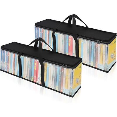 2er-Pack CD-Aufbewahrungstaschen, DVD-Hüllenhalter, Reisetragetaschen für Schallplatten mit Griffen, Medienaufbewahrungs-Organizer für DVDs/CDs/Videospiele, Blu-ray-Discs