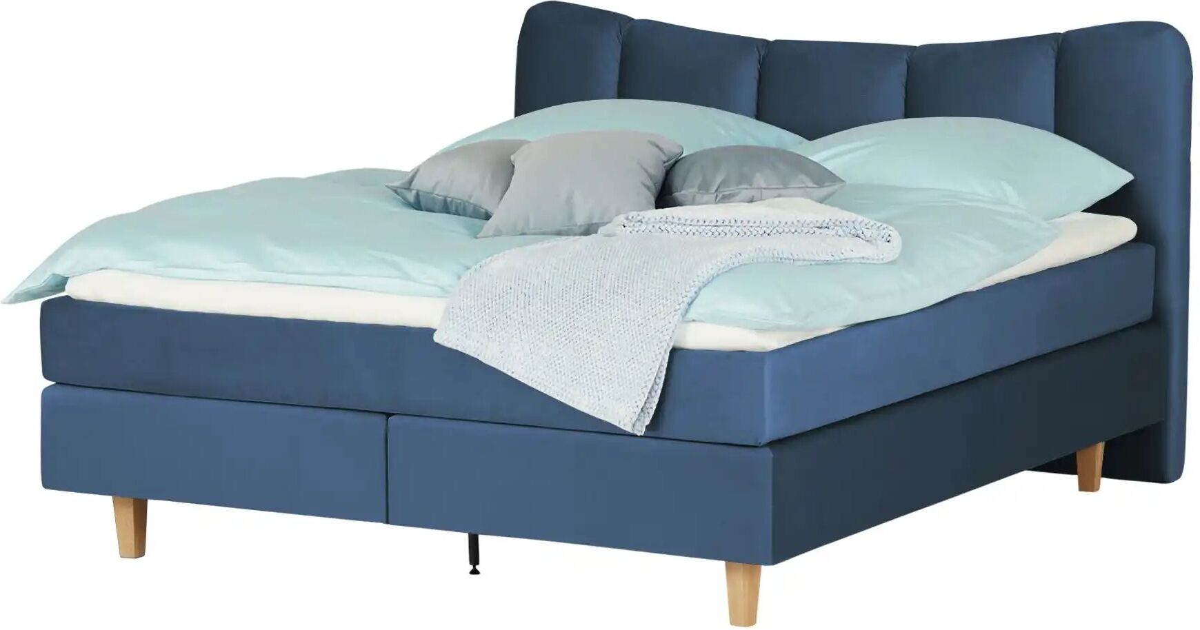 Höffner Boxspringbett  Dalur ¦ blau ¦ Maße (cm): B: 180 H: 110