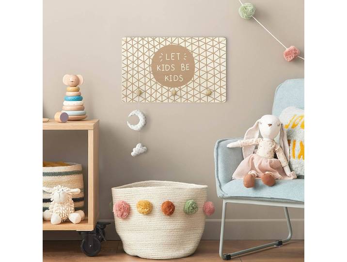 Patère enfants Let Kids Be Kids 40 x 25 x 1cm Beige/Marron/Blanc