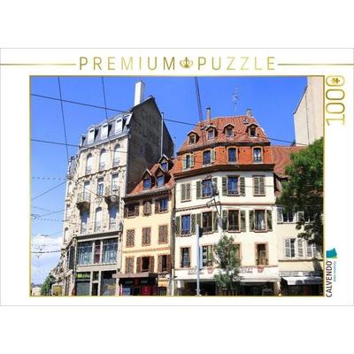 CALVENDO Puzzle Straßburg, Hausfassaden in der Petite Rue du Vieux Marché aux Vins | 1000 Teile Lege-Größe 64x48cm Foto-Puzzle für glückliche Stunden