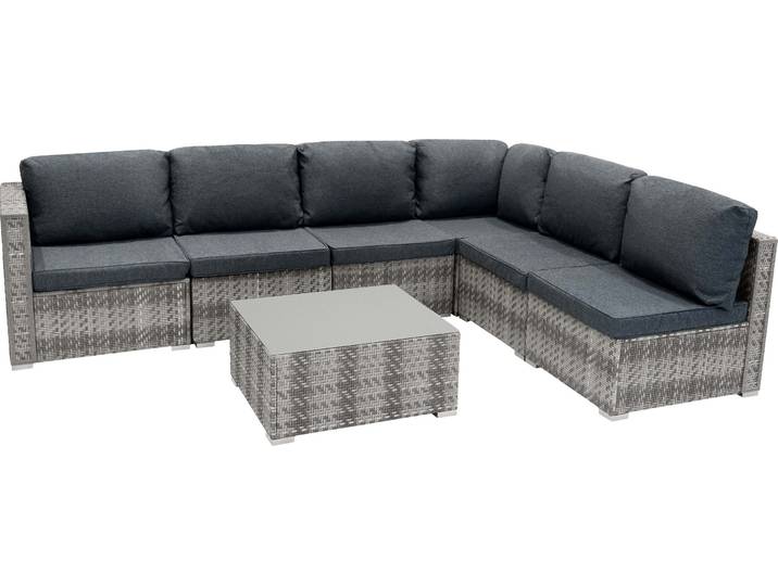 Rotin Modulaire Ensemble de meubles 7 pièces - Gris