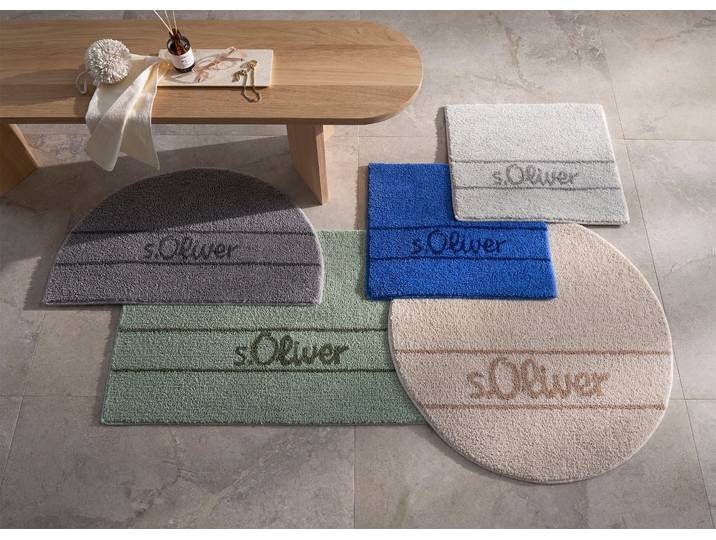 Badematte S.OLIVER Allie, Badvorleger, Badezimmer Teppich, Duschvorleger Gr. 4, beige, H:10mm, Polyester, Badematten, Badematte, Badteppich, weiche Haptik, unifarben mit s.Oliver Schriftzug