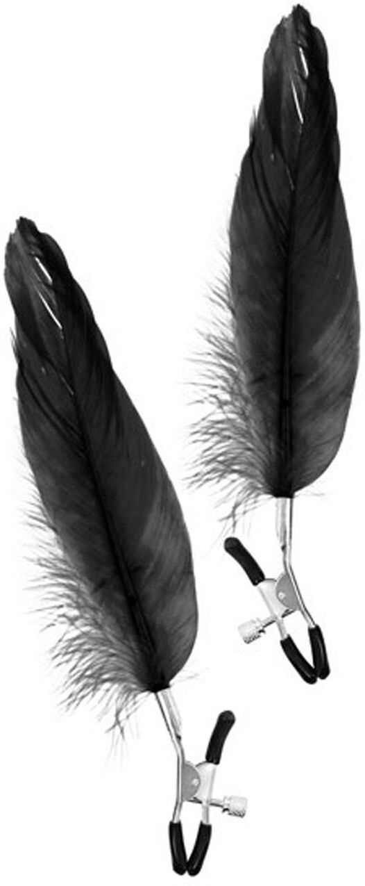 Sweet Caress Pinces à seins pression réglable grande plume noire