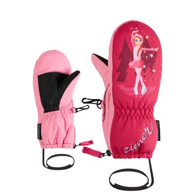 Fäustlinge ZIENER "LEPRINT-Z AQUASHIELD Kinder", Baby, Gr. 2, rosa (pop pink), Kunstfaser, Handschuhe Fäustlinge, warm, wasserdicht, windddicht, atmungsaktiv, langer Reißverschluss