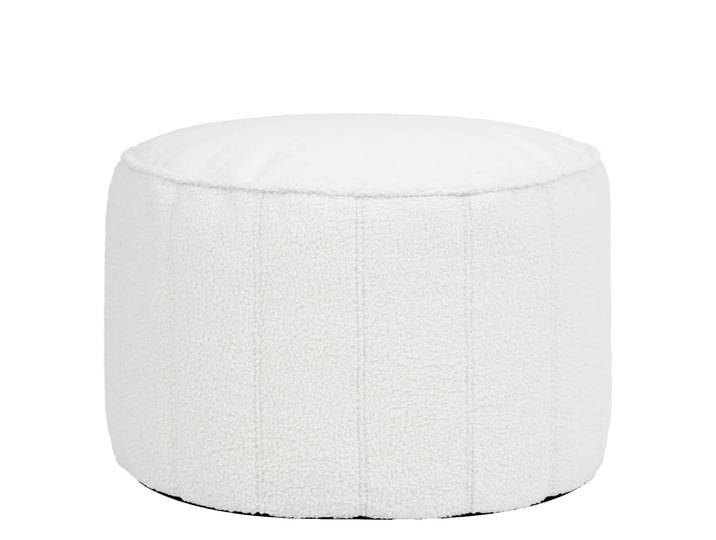 Pouf repose-pieds round en bouclette, ivoire