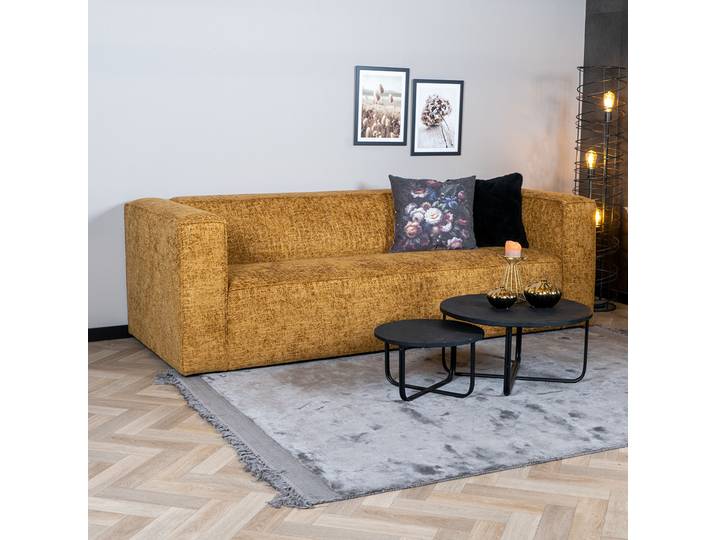 Bronx71 Chenille Sofa Memphis 3-Sitzer ockergelb/cognac