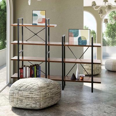Davee Furniture Daria Adjustable Antique Walnut Wood and Metal Display and Steel Etagere Bookcase - Right - 70.86*57.65*11.34