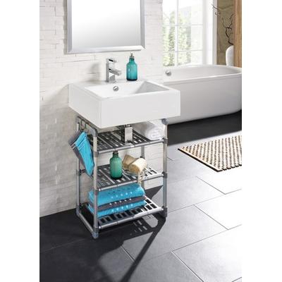 Standregal RUCO, silber (aluminiumfarben, silber), B:48cm H:65cm T:28cm, Aluminium, Regale, Standregal, Aluminium/Kunststoff, mit 3 höhenverstellbaren Böden