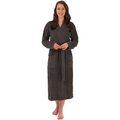 Unisex-Bademantel WEWO FASHION "3005, ideal für Sauna & Spa, Hotelbademantel, Morgenmantel" Gr. S, grau (anthrazit), L:125cm, Frottier, Hausmäntel, klassisch elegant