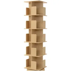 BÜCHERREGAL Kinder mit 5 Ebenen Eiche 40x155x40 cm Drehbar 360 Grad