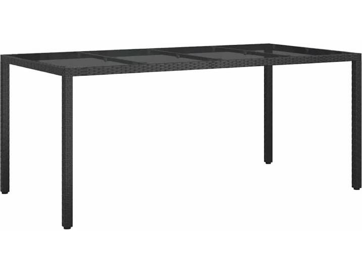 vidaXL Table de jardin noire en polyrotin