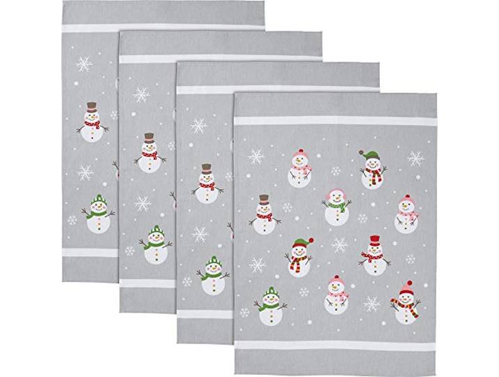 Erwin Müller Geschirrtuch 4er-Pack Baumwolle Schneemänner Größe 50x70 cm