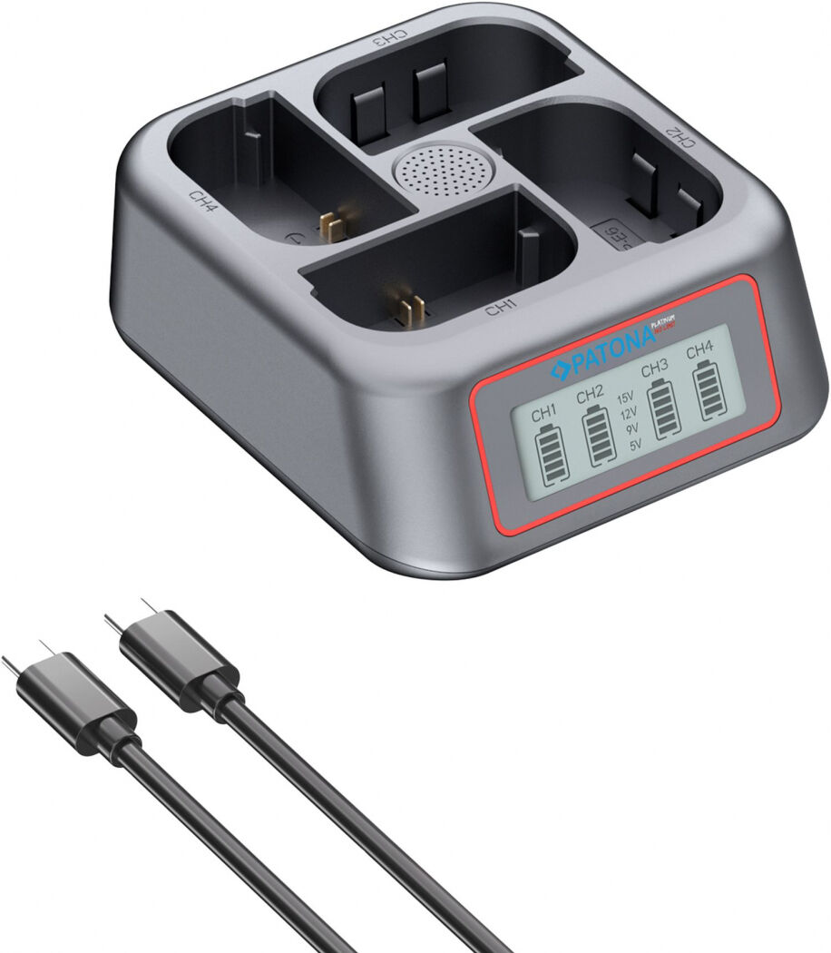 Patona Platinum USB-C 4-fach Ladegerät für Canon LP-E6NH