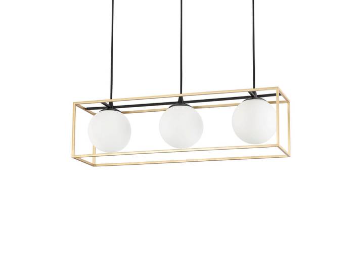 Ideal Lux Hängeleuchte Lingotto, Messingfarben, Metall, Glas, 70x34.5x145 cm, Lampen & Leuchten, Innenbeleuchtung, Hängeleuchten, Pendelleuchten