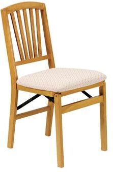 Slat Back Wood Folding Chairs, Set Of 2 by Stakmore in Oak