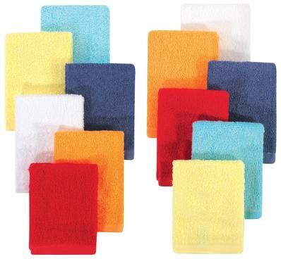Hudson Baby Infant Boy Rayon from Bamboo Woven Washcloths 12pk, Basic Bright, One Size - Basic Bright - One Size