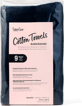 Salon Care Black Bleach Resistant Towels 9CT