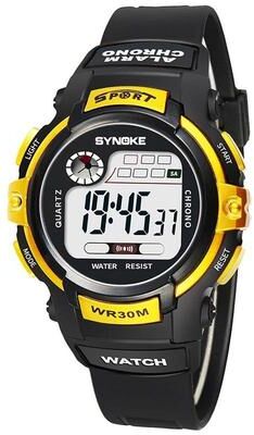 Everyday Crate SYNOKE 99569 Kids Digital Watch Waterproof LCD Luminous Children Sports Watch black Gold