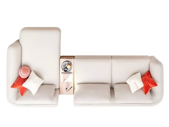JVmoebel Ecksofa Beiges Polstersofa mit Ablagefunktion für modernes Wohnen, Made in Europa