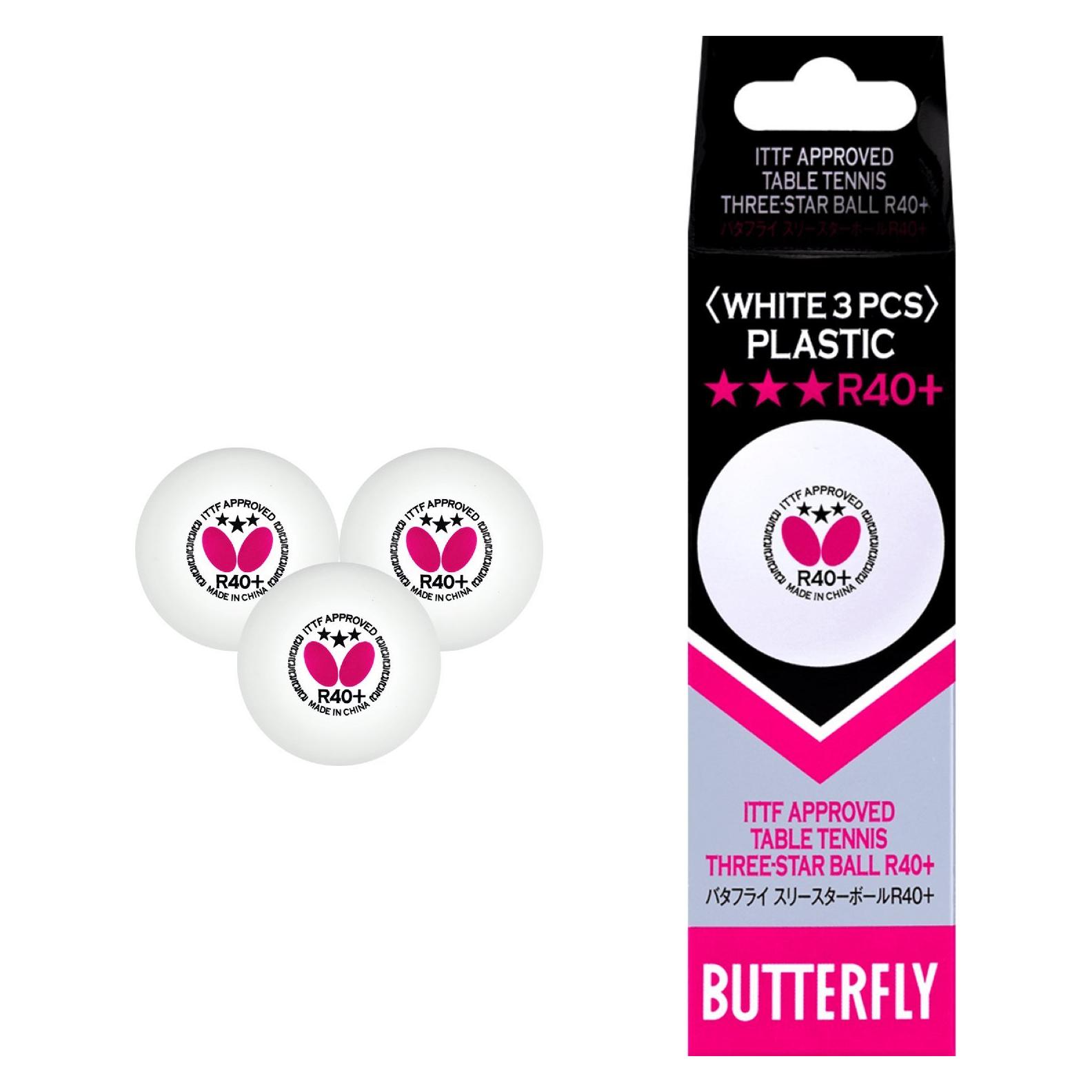 Butterfly Tischtennisbälle *** Weiss - 3 Stk. (3 Stk.) (BF-P-3)
