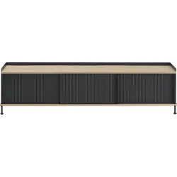 Enfold Schrank 186 cm schwarz mit Tischplatte aus Eiche
