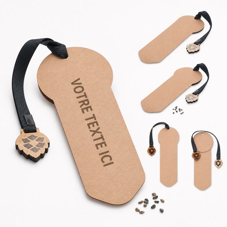 Marque-page personnalisé avec pin GROWBOOKMARK papier beige