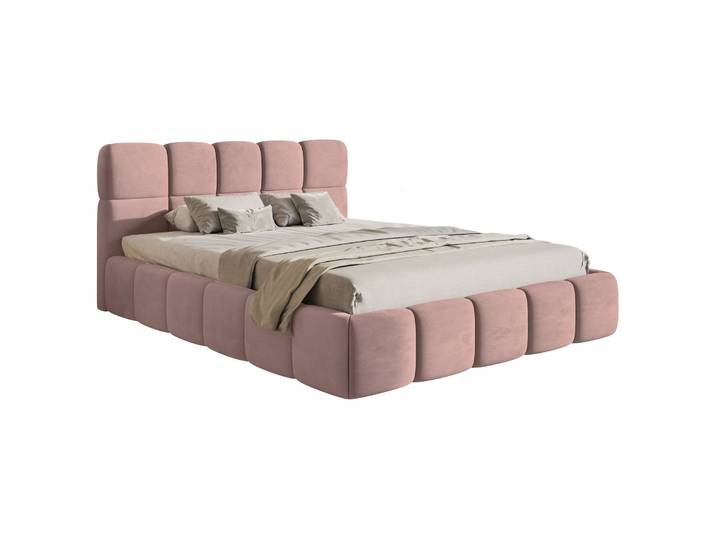 Polsterbett 180x200 cm Cloudy mit Stauraum, hellrosa Samt,