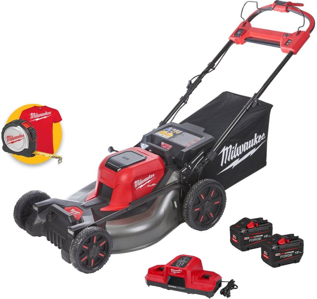 Milwaukee M18 F2LM53-122 Tosaerba rasaerba semovente 3 in 1 a doppia batteria, taglio 53 cm