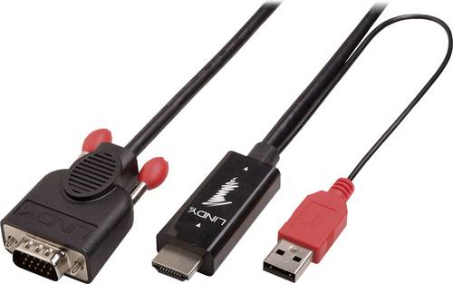 LINDY HDMI / VGA Adapterkabel HDMI-A Stecker, VGA 15pol. Stecker 1.00m Schwarz 41455 HDMI-Kabel