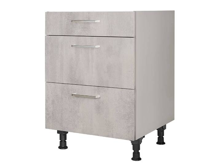 Kochfeldschrank Riva mit Schubladen 60cm Grau/Beton Hell