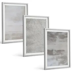 BILDER SET 3er Set - 40x60 cm Silberner Rahmen - Moderne minimalistische Texturen