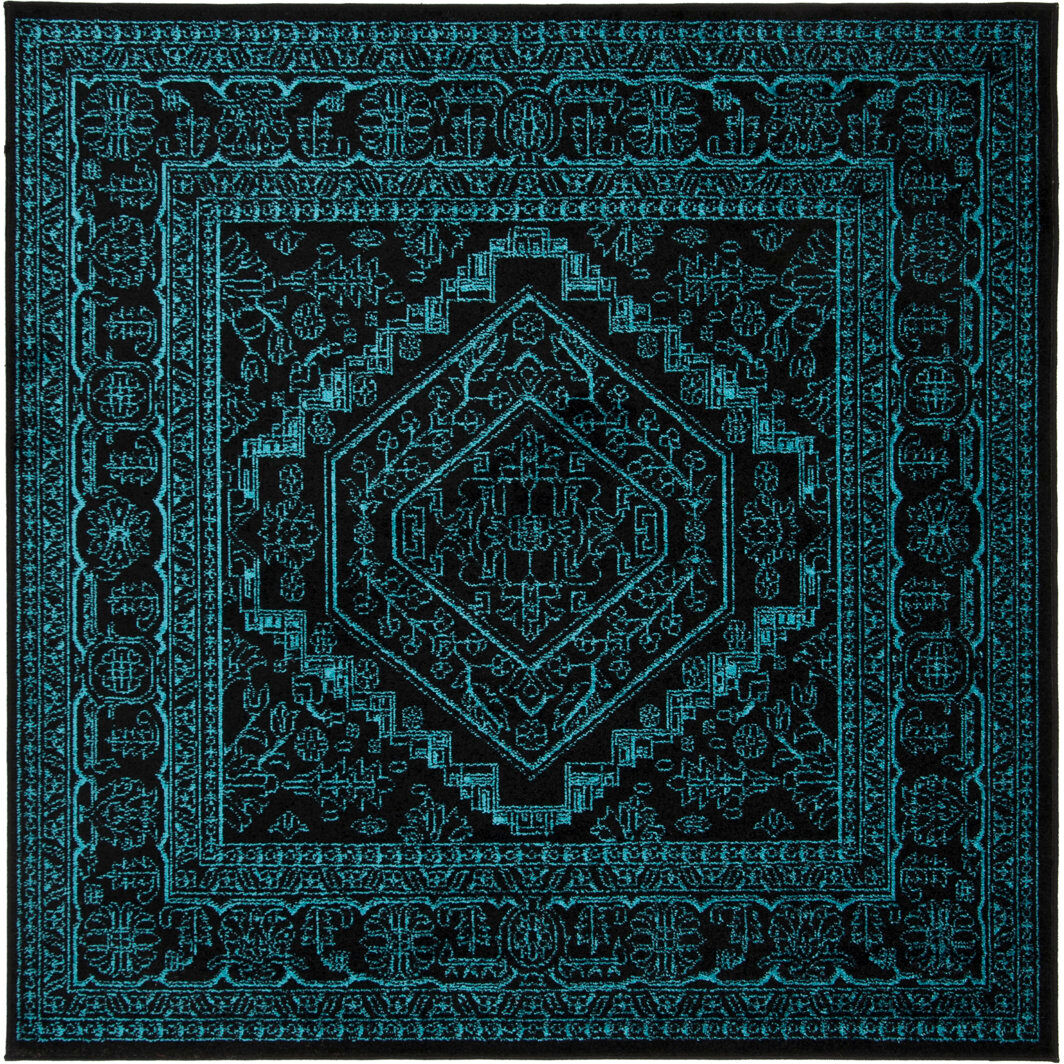 Latitude Vive Stromsburg Area Rug Black/Teal Square 182 cm