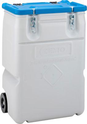 Mobil-Box CEMO, Volumen 170 l, für feste Gefahrstoffgüter Verpackungsgruppe II und III, konform mit ADR/RID/IMDG Code, Klappdeckel, PE, grau/blau