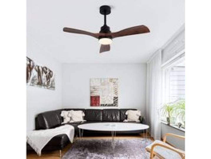 Ventilateur de plafond avec lumière et télécommande 42 pouces 3 pales noyer LED 20 W