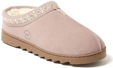 Women's Doreen Genuine Suede Clog with Embroidery by Dearfoams in Dusty Pink (Size 6 M)