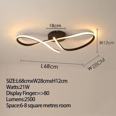 Uplifted Goods Modern LED Ceiling Light For Indoor Stylish Illumination black l68x28cm dimmable With Remote
