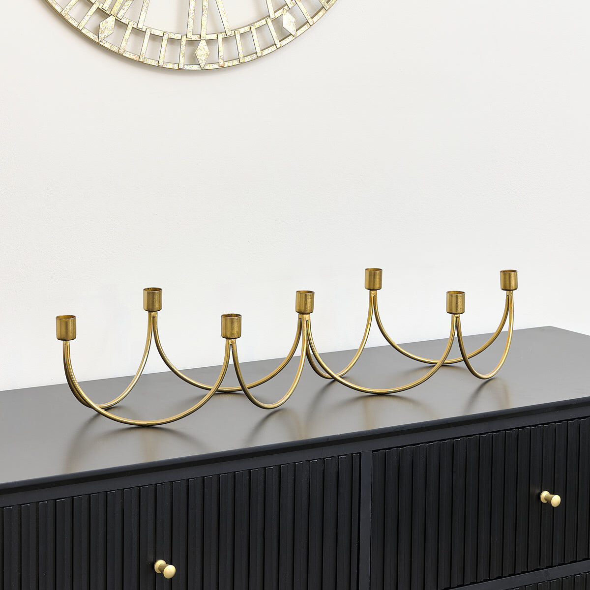 Gold Wave Multi Candle Holder Metal