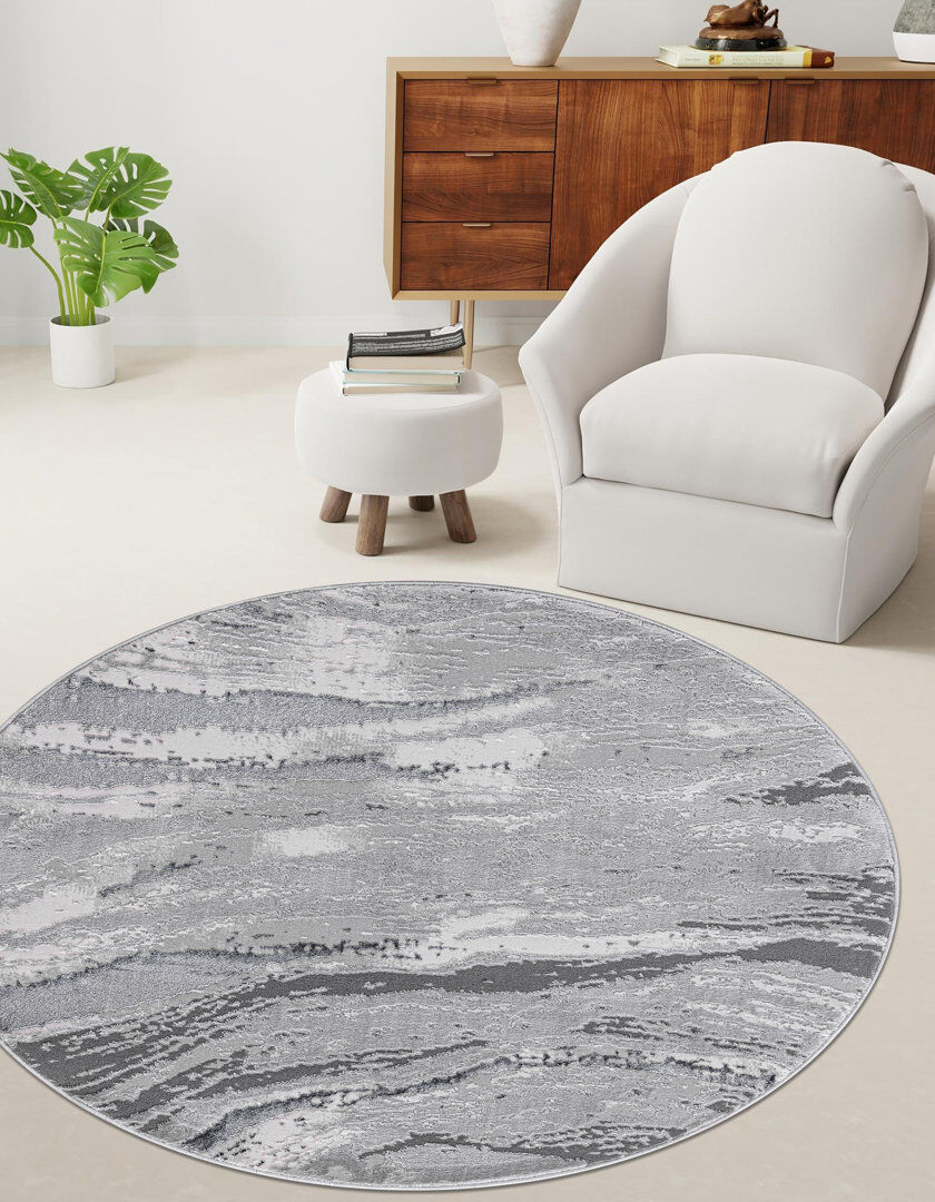 Quality & Style Non Slip Rugs For Living Room Hallway Rug Kitchen Bedroom Carpet Door Mat Grey Round 120 cm
