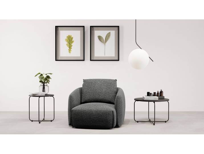 Sessel TRENDMANUFAKTUR Shawn, Loungesessel, Designsessel, elegant geschwungen Armlehnen , schwarz (jet schwarz), B:98cm H:87cm T:99cm, 100% Polyester, Sessel, Sessel, organische Form, bequem, mit hochwertigem Bezug