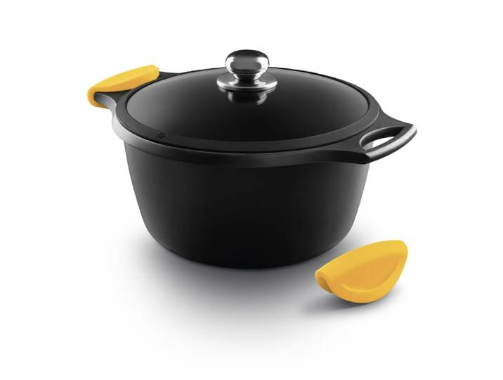 Faitout 28 cm antiadhésif, fonte d’alu, couvercle, anses,non induction