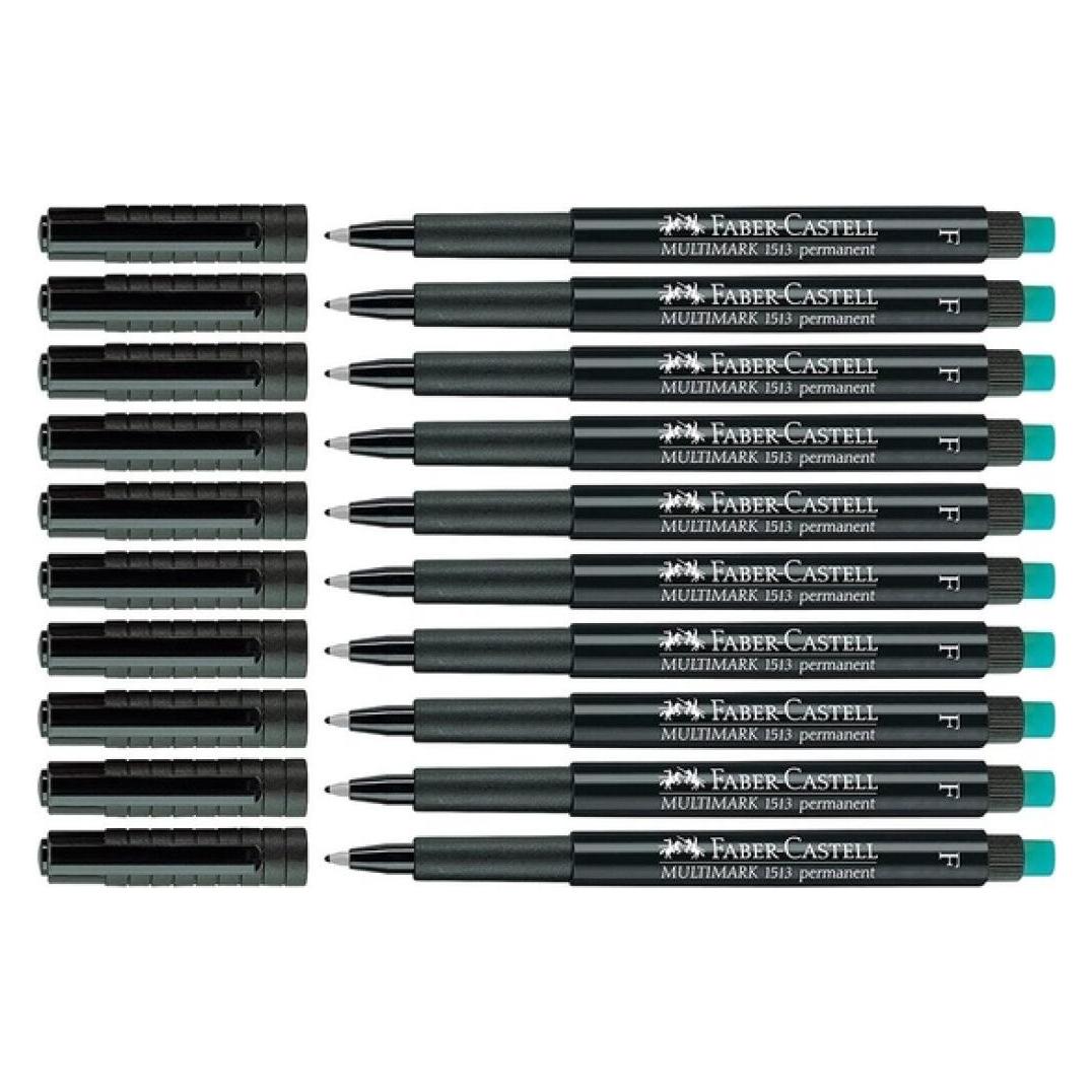 Faber 10 FABER-CASTELL MULTIMARK 1513 Folienstifte schwarz 0,6 mm permanent (10x) (151399)