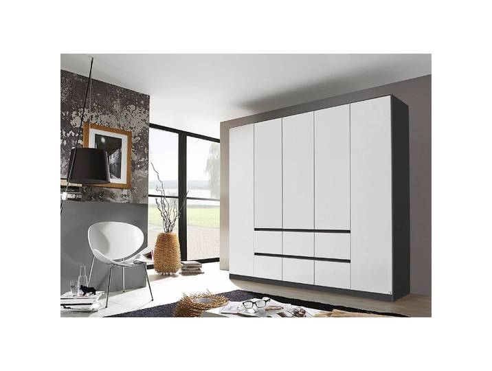 Drehtürenschrank Mainz 226cm Grau/Weiß/Alpinweiß/Graumetallic Basic ohne Spiegeltür/-en