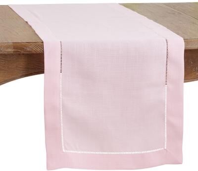 Saro Lifestyle Classic Hemstitch Table Runner - Textured Border Runner for Dining & Formal Entertaining