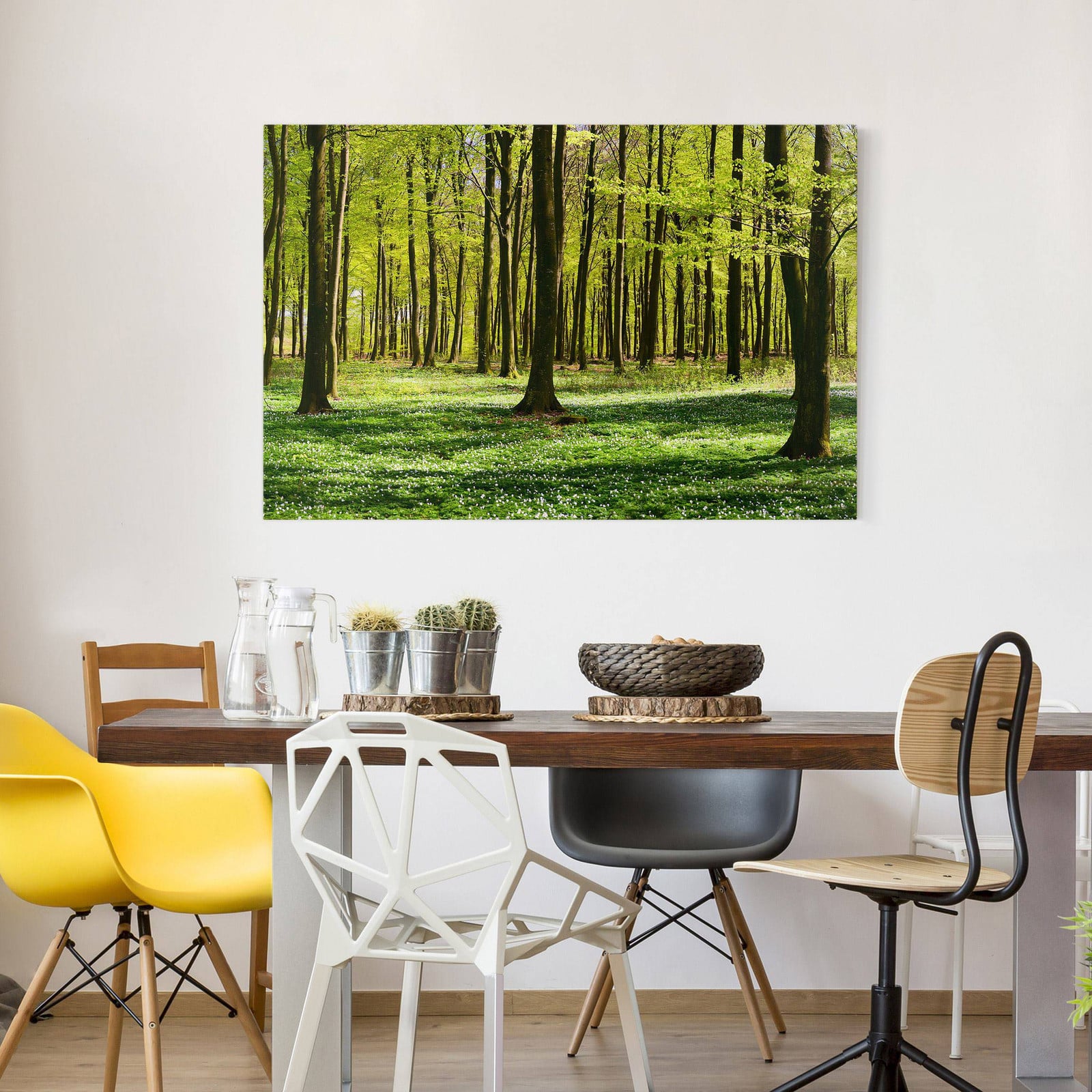 home24 Afbeelding Bosweide II Kunststof Wanddecoratie Groen 120 cm