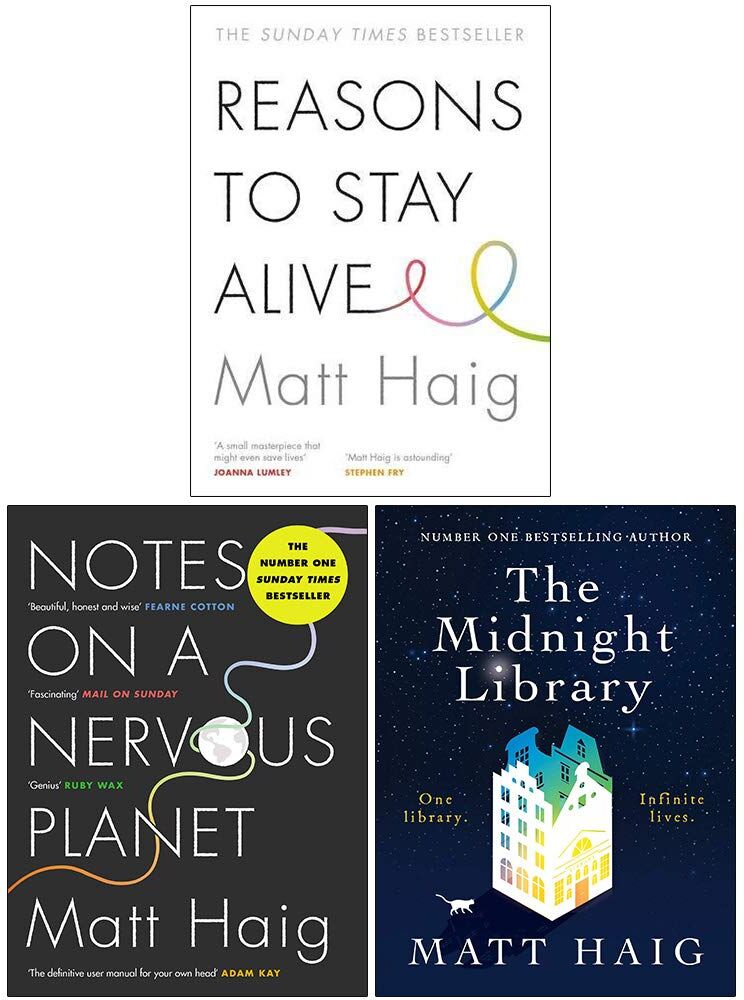 Canongate Books Matt Haig Collection 3 Books Set (Reasons To Stay Alive, Notes On A Nervous Planet, The Midnight Library)